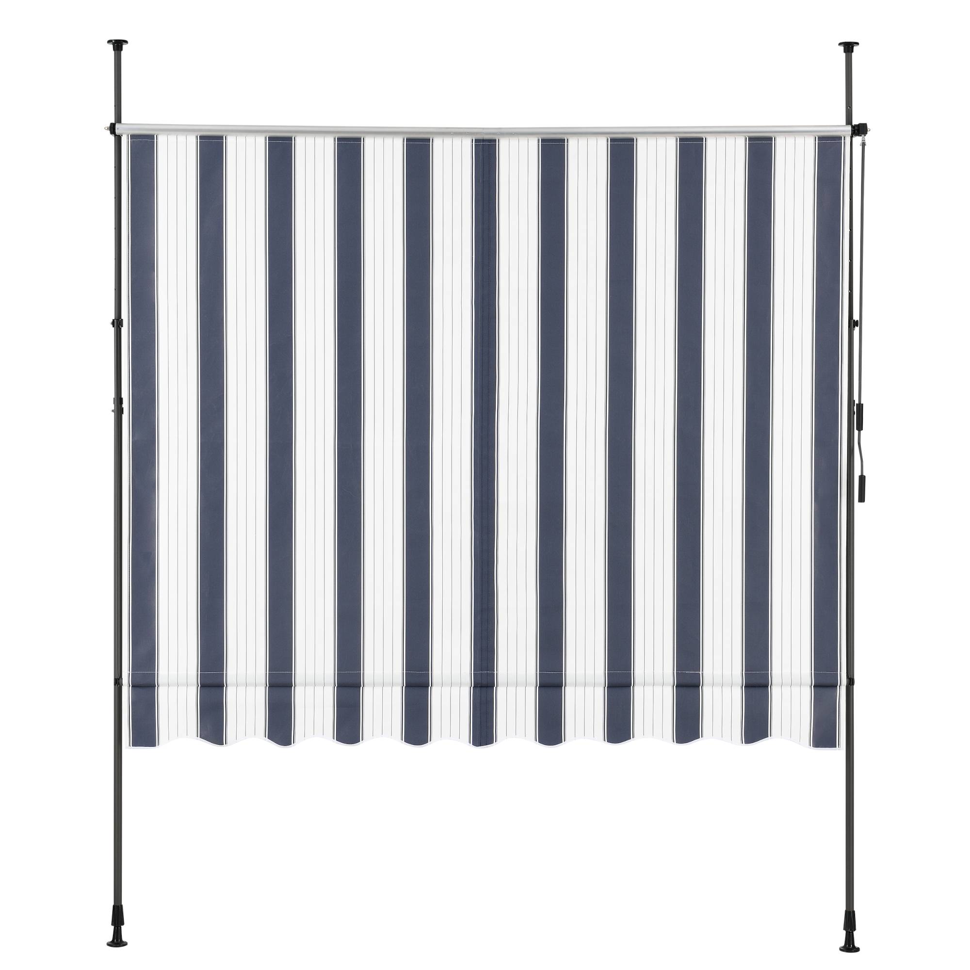 Pro.Tec - Store Banne Téléscopique Acier Polyester 250 x 120 x 220-309 cm Bleu Foncé Blanc [pro.tec] - Image 5