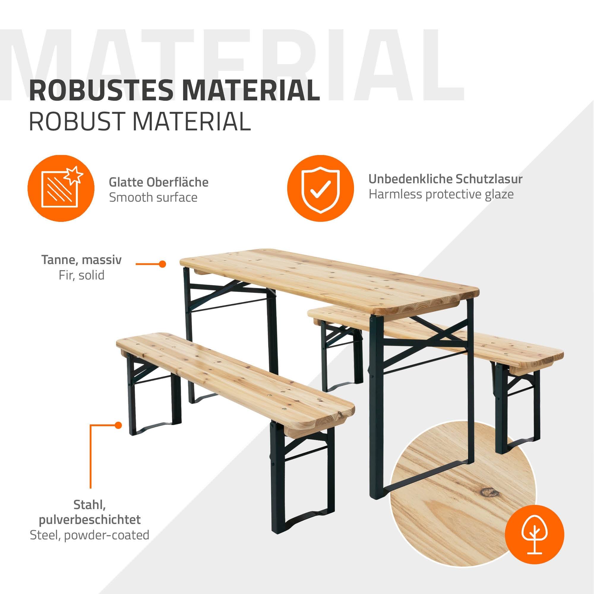 Ensemble de meubles pour enfants brun natural en bois de sapin en comprenant 2 bancs et une table de pique-nique avec 4 places ideal pour le jardín - Image 5
