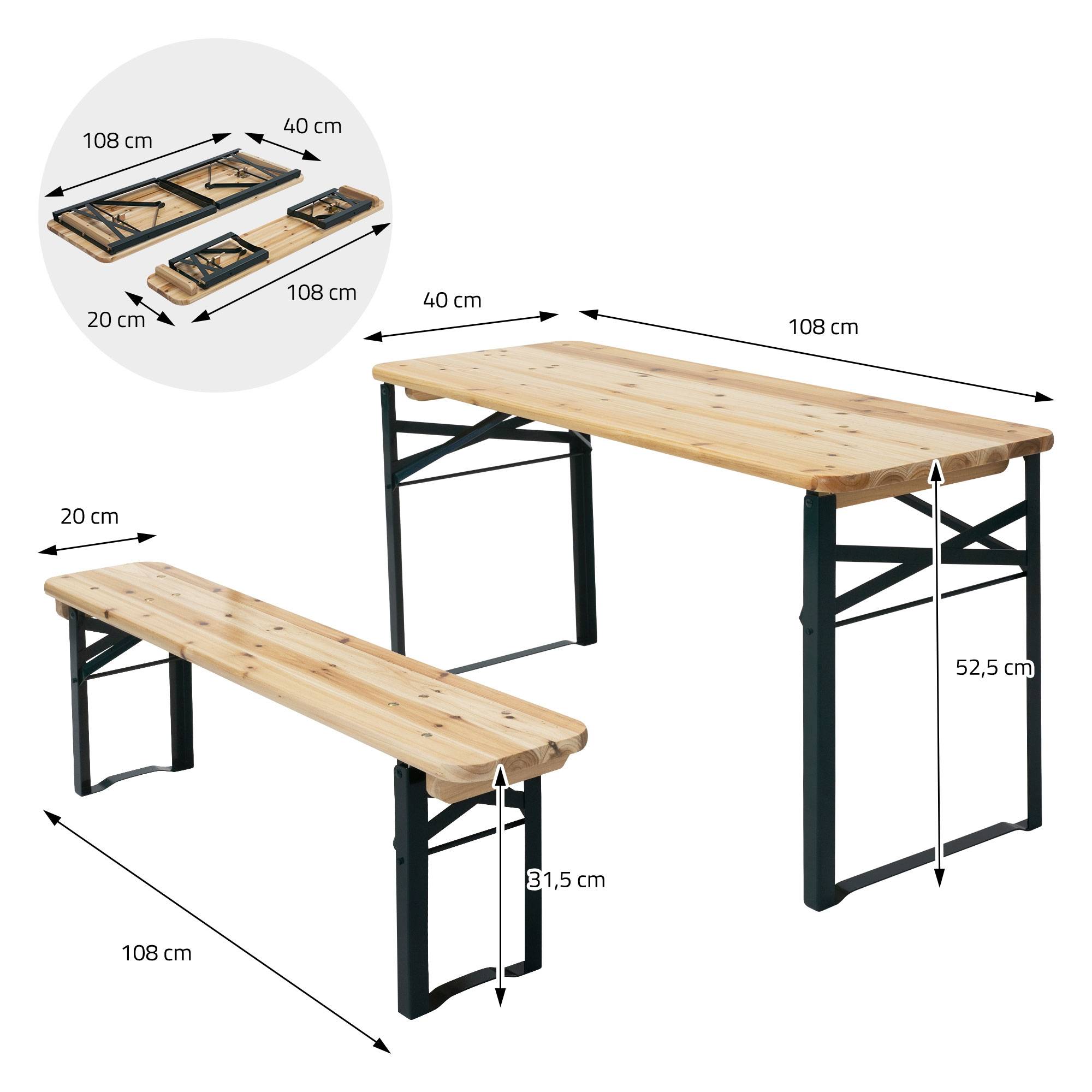 Ensemble de meubles pour enfants brun natural en bois de sapin en comprenant 2 bancs et une table de pique-nique avec 4 places ideal pour le jardín - Image 6