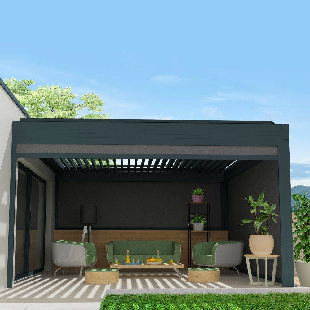Intersun - Coffre à coulisses pour pergola SPINELLE 5,00x2,50 M (Motorisé à Télécommande - Gris Anthracite - Gris Graphite) - INTERSUN - Image 1