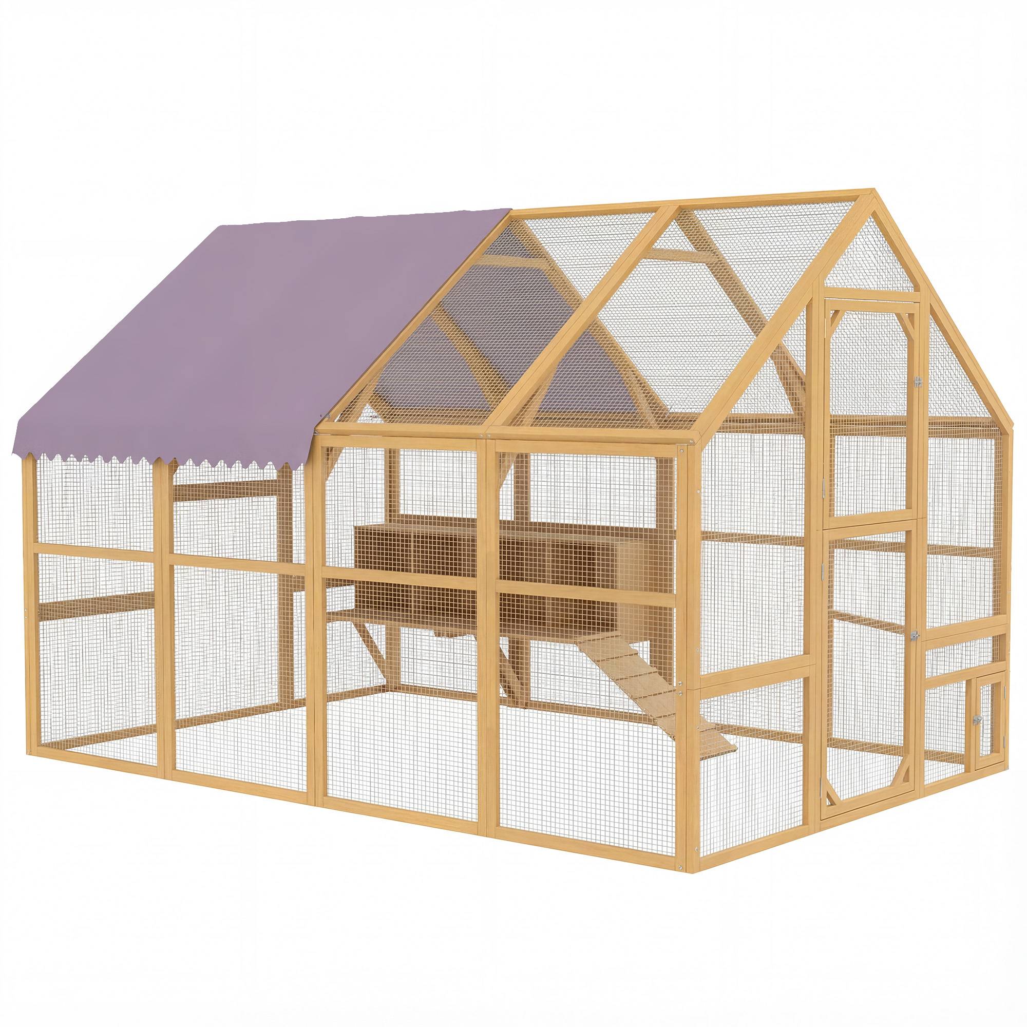 PANGIVO - Poulailler avec pondoir bois jaune 280 x 180 x 190 cm - PANGIVO - Image 1