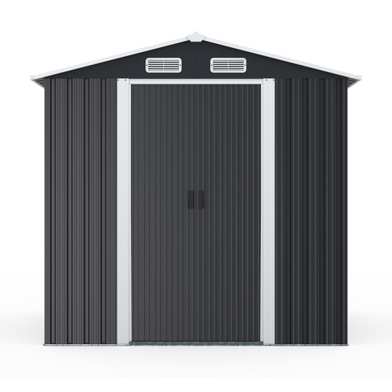 Abri de jardin 3,7M² gris en acier galvanisé avec base - Image 3