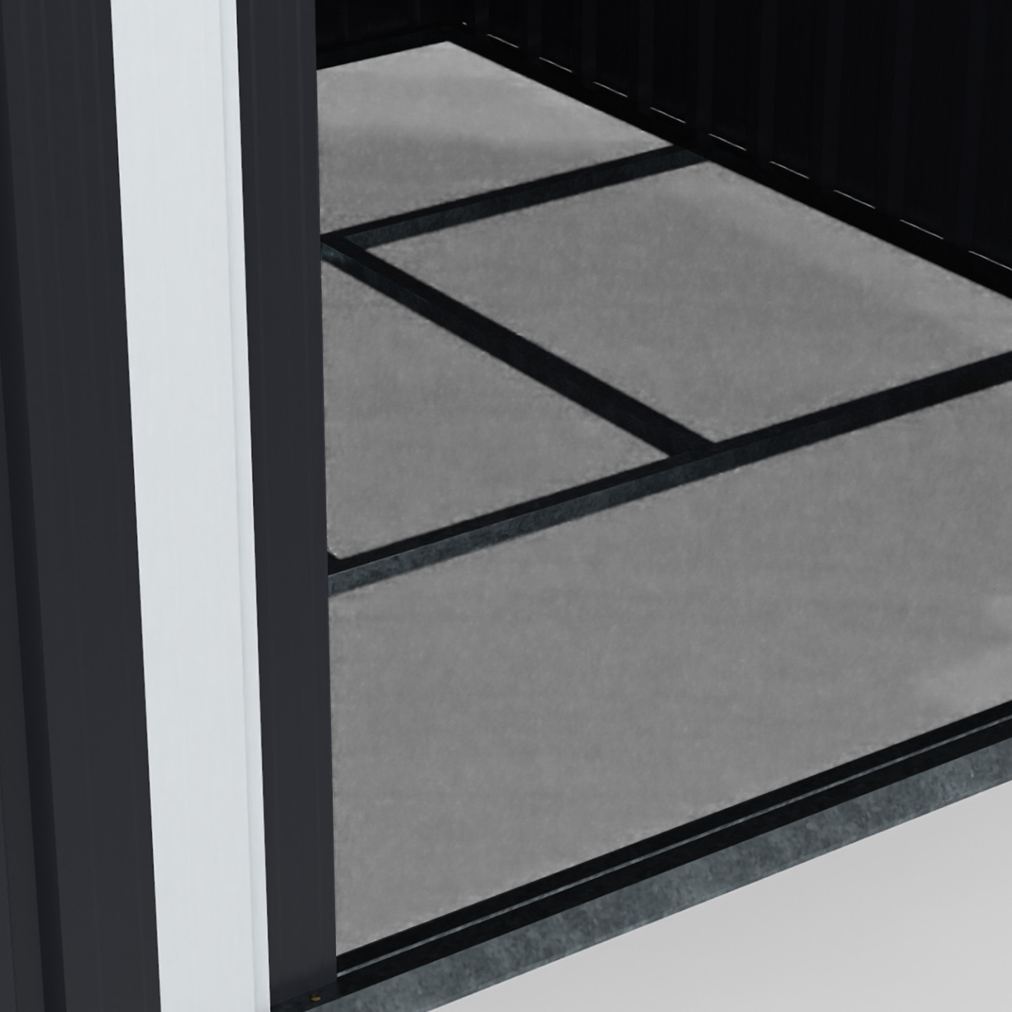Abri de jardin 3,7M² gris en acier galvanisé avec base - Image 6