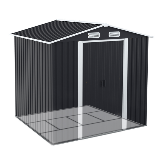 Abri de jardin 3,7M² gris en acier galvanisé avec base - Image 4