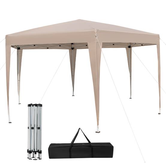 Tonnelle Hexagonale Pop-Up 400 x 348 cm, Abri Résistant avec Hauteur Réglable, Jambes Habillées, Sac de Transport, pour Fête, BBQ, Événements - Image 1