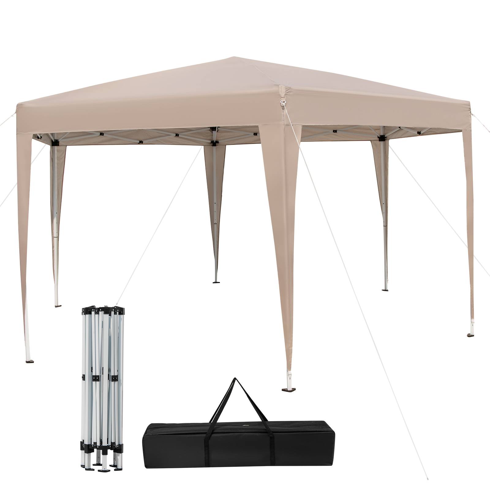 Tonnelle Hexagonale Pop-Up 400 x 348 cm, Abri Résistant avec Hauteur Réglable, Jambes Habillées, Sac de Transport, pour Fête, BBQ, Événements - Image 1