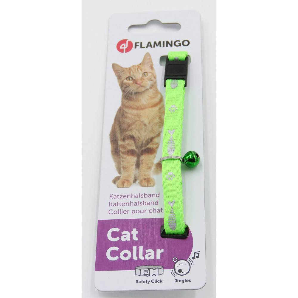 Collier réglable de 20 à 35 cm vert  motif poisson  + clochette pour chat - Image 3