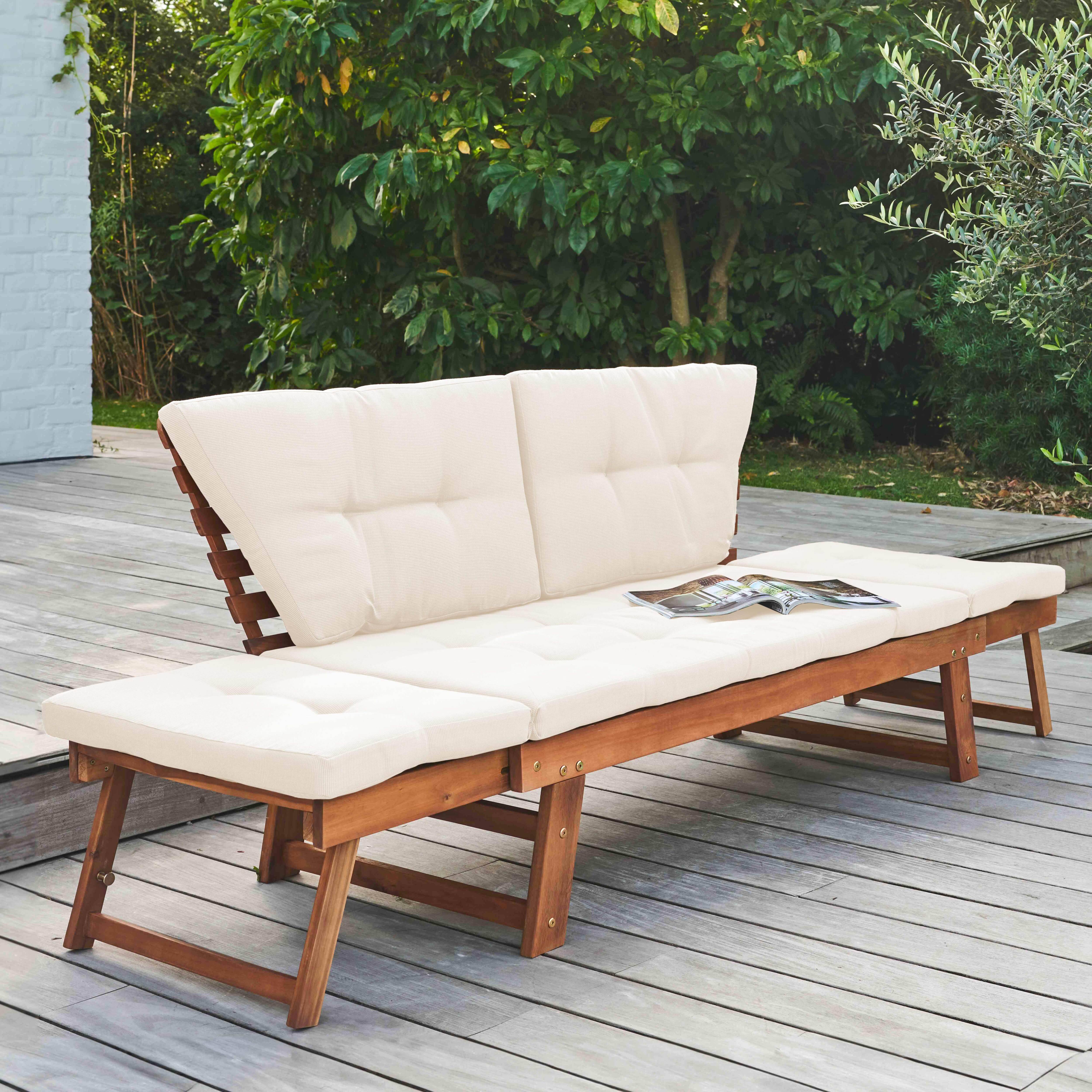 Oviala - Canapé de jardin relax en bois d'acacia écru Belize - Oviala - Image 3