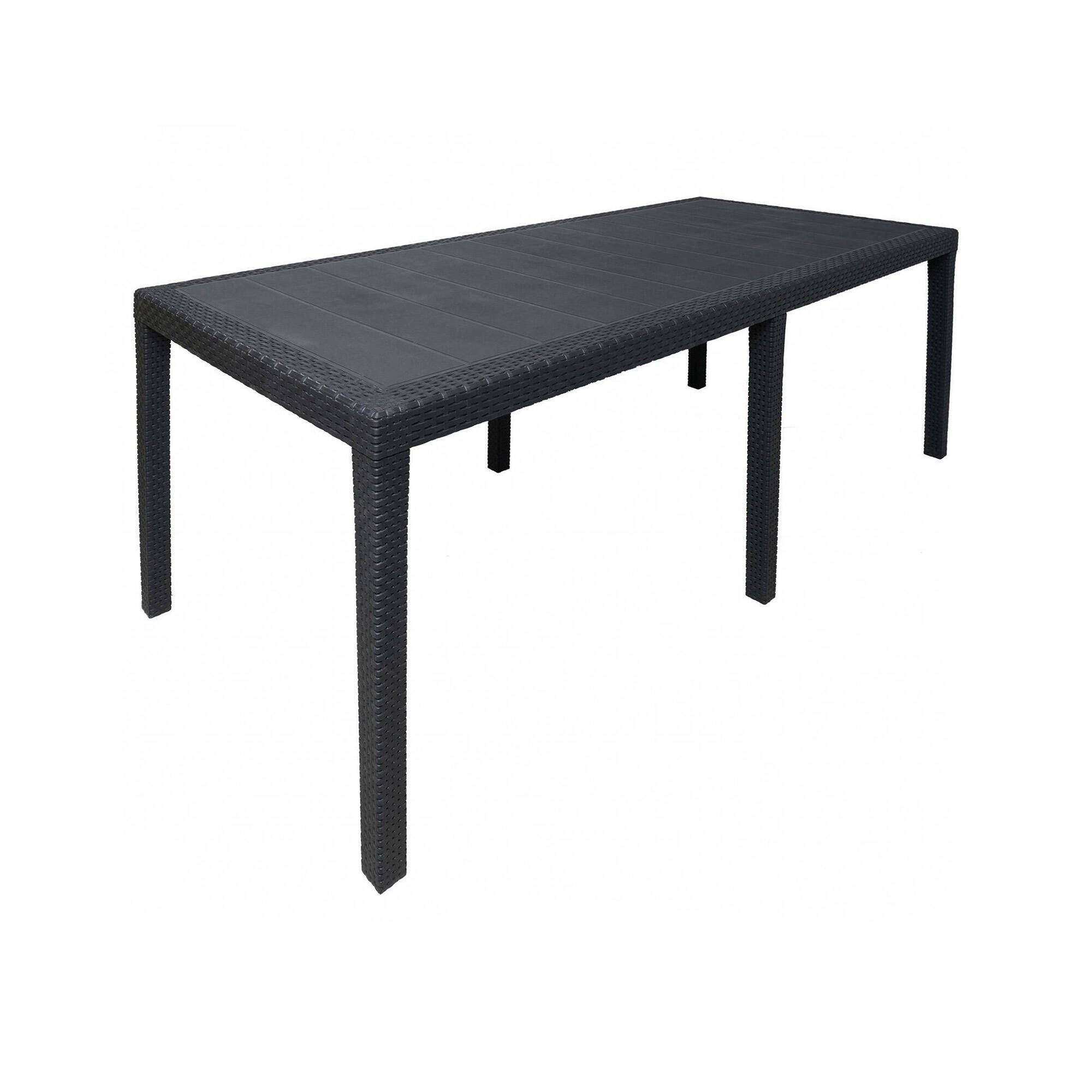 Dmora - Table d'extérieur Dmains, Etagère à manger rectangulaire extensible, Table de jardin extensible effet rotin, 150/220x90h72 cm, Anthracite - Dmora - Image 7