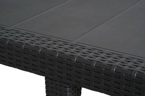 Dmora - Table d'extérieur Dmains, Etagère à manger rectangulaire extensible, Table de jardin extensible effet rotin, 150/220x90h72 cm, Anthracite - Dmora - Image 6