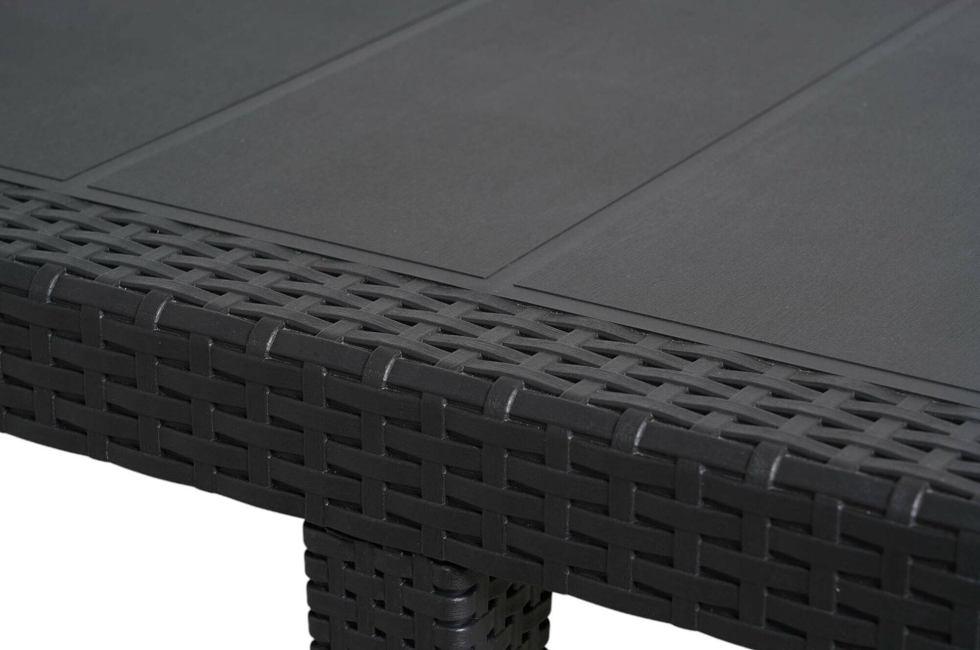 Dmora - Table d'extérieur Dmains, Etagère à manger rectangulaire extensible, Table de jardin extensible effet rotin, 150/220x90h72 cm, Anthracite - Dmora - Image 6
