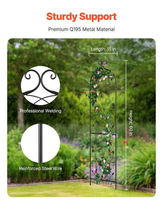 VEVOR Treillis jardin plantes grimpantes, 38x152 cm, métal antirouille. 2 pièces. - Image 2
