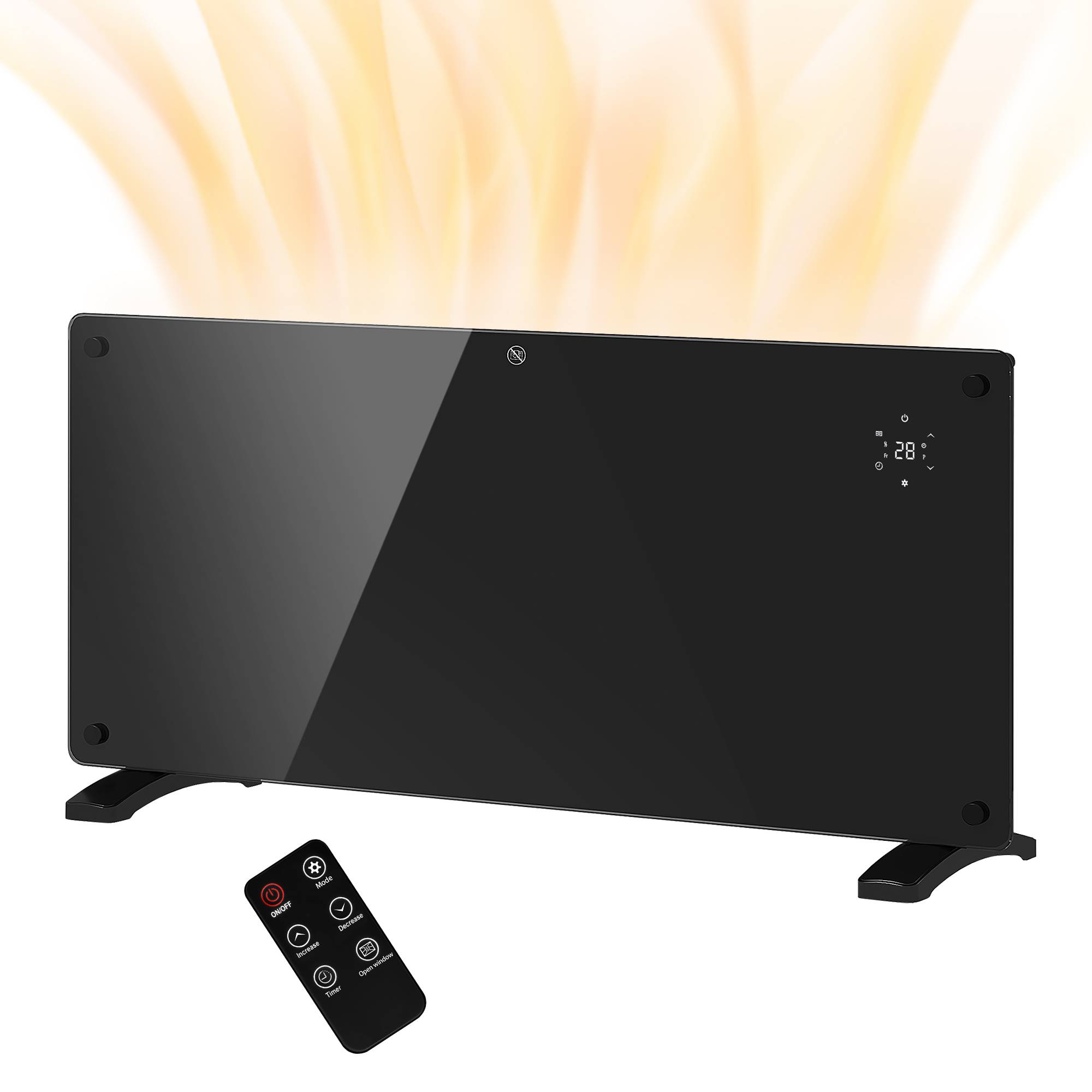 Chauffage à convection 2000 W, température réglable avec télécommande, minuterie 24 heures et hebdomadaire, noir - Image 2