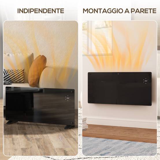 Chauffage à convection 2000 W, température réglable avec télécommande, minuterie 24 heures et hebdomadaire, noir - Image 9