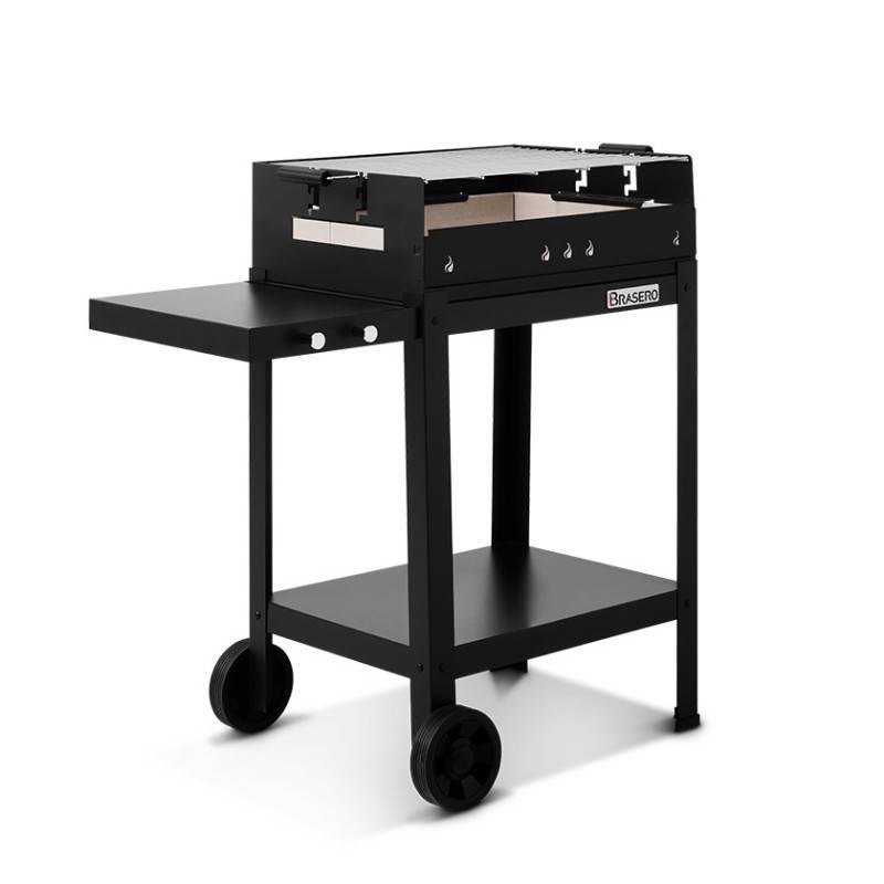 Barbecue charbon Vigo - BRASERO - Grille 59 x 45 cm réglable en hauteur - Chariot équipé, tablette latérale & inférieure - Image 2