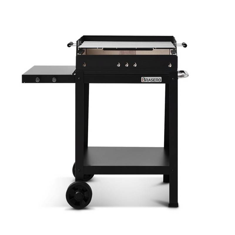 Barbecue charbon Vigo - BRASERO - Grille 59 x 45 cm réglable en hauteur - Chariot équipé, tablette latérale & inférieure - Image 3