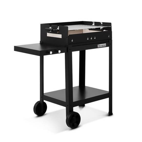 Barbecue charbon Vigo - BRASERO - Grille 59 x 45 cm réglable en hauteur - Chariot équipé, tablette latérale & inférieure - Image 10