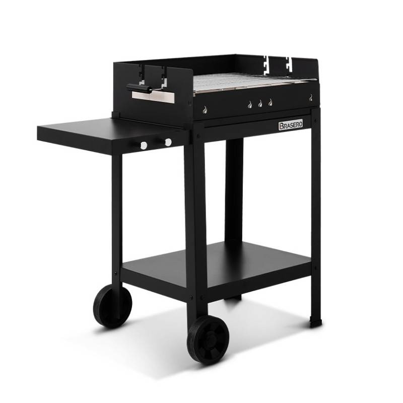 Barbecue charbon Vigo - BRASERO - Grille 59 x 45 cm réglable en hauteur - Chariot équipé, tablette latérale & inférieure - Image 1