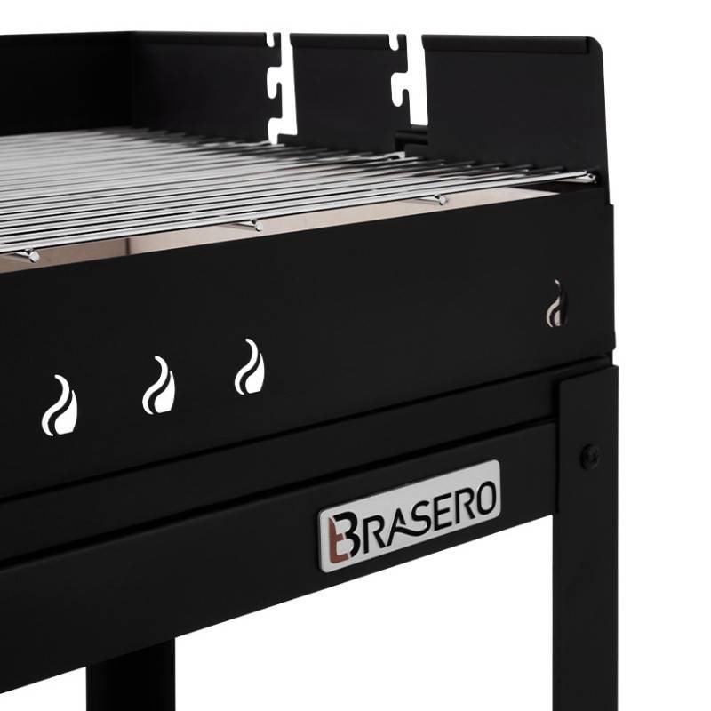 Barbecue charbon Vigo - BRASERO - Grille 59 x 45 cm réglable en hauteur - Chariot équipé, tablette latérale & inférieure - Image 8