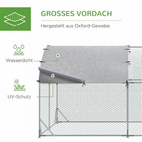 Volière pour volailles acier galvanisé gris 280 x 380 x 197 cm - PANGIVO - Image 6