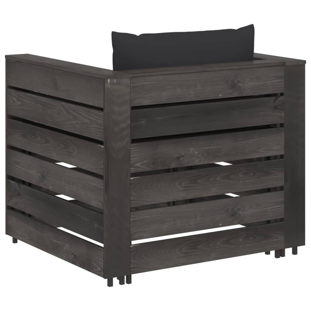 Helloshop26 - Salon de jardin meuble d'extérieur ensemble de mobilier 2 pièces avec coussins bois imprégné de gris - Image 3