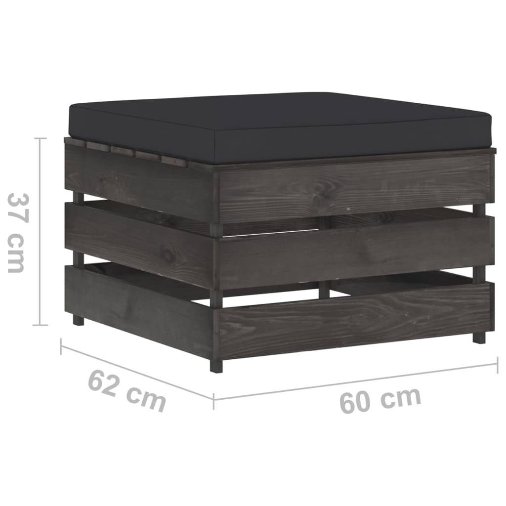 Helloshop26 - Salon de jardin meuble d'extérieur ensemble de mobilier 2 pièces avec coussins bois imprégné de gris - Image 7