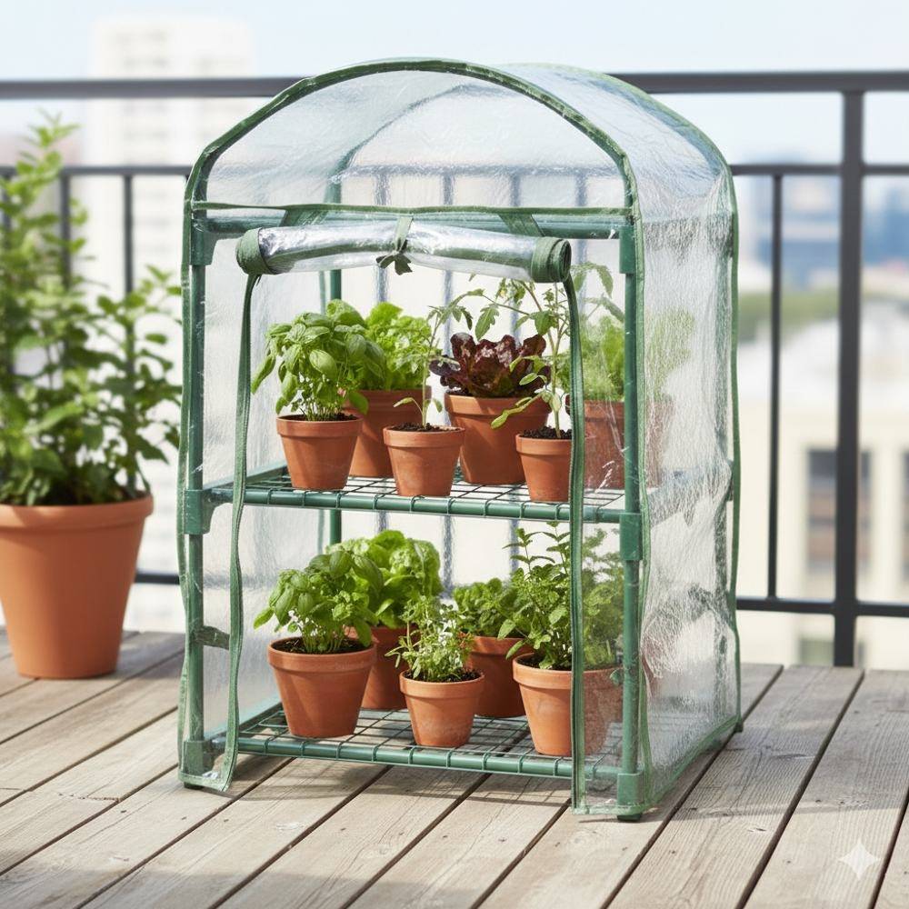 Sans Marque - Mini serre de jardin 2 étages 50x45x84 cm pour semis et balcon - Image 2