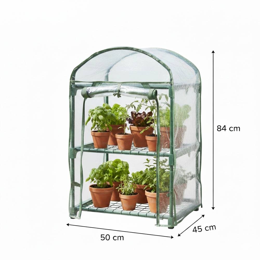 Sans Marque - Mini serre de jardin 2 étages 50x45x84 cm pour semis et balcon - Image 3
