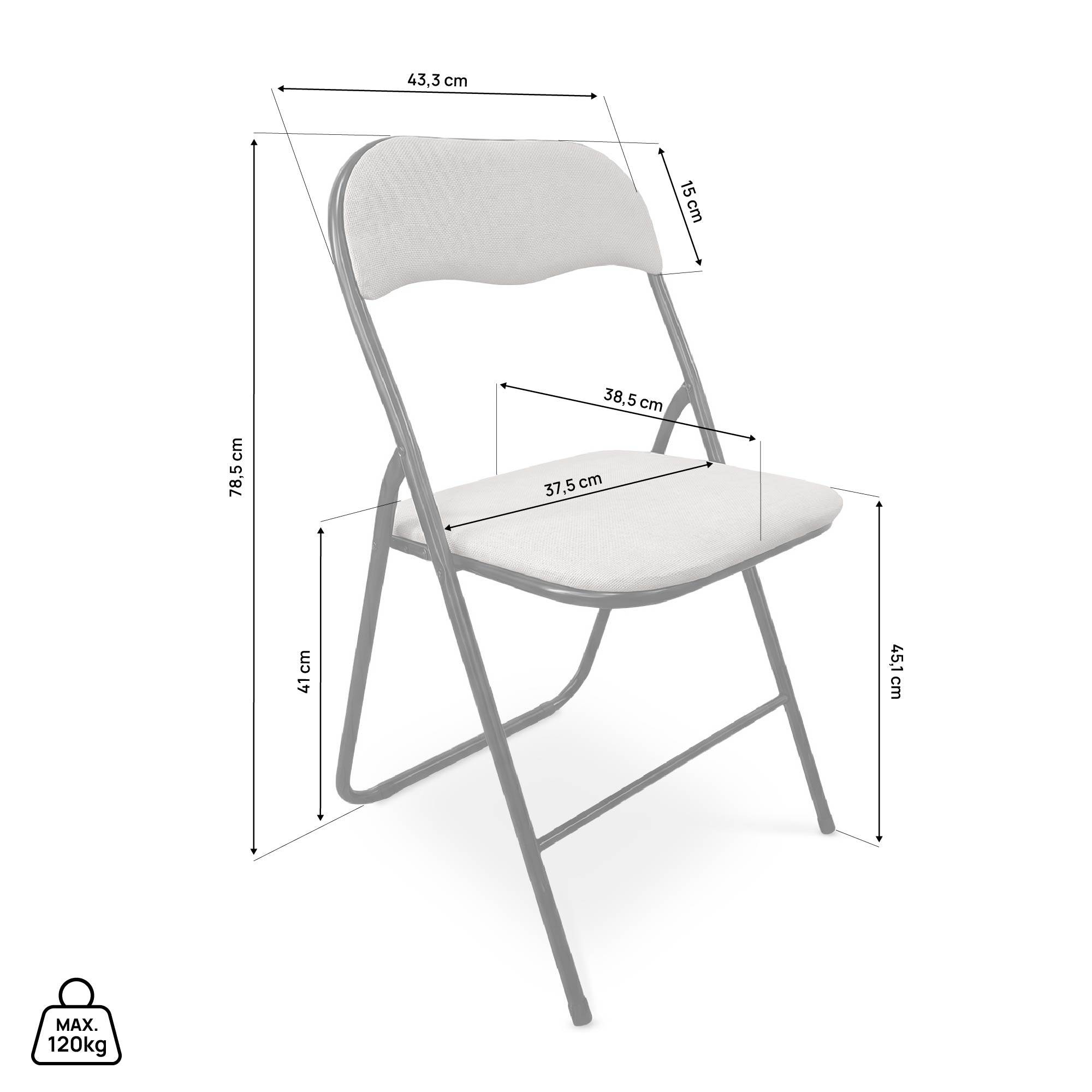 Sicaan Lot de 6 chaises pliantes rembourrées en tissu gris et pieds métal noir - GRETA - Image 6