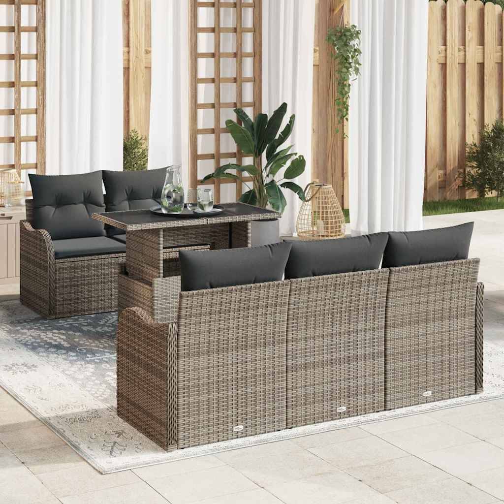 Salon Bas Jardin 6 Pièces en Résine Grise – Set Détente Modulable avec Coussins Confortables – ComfortXL Outdoor Living - Image 1