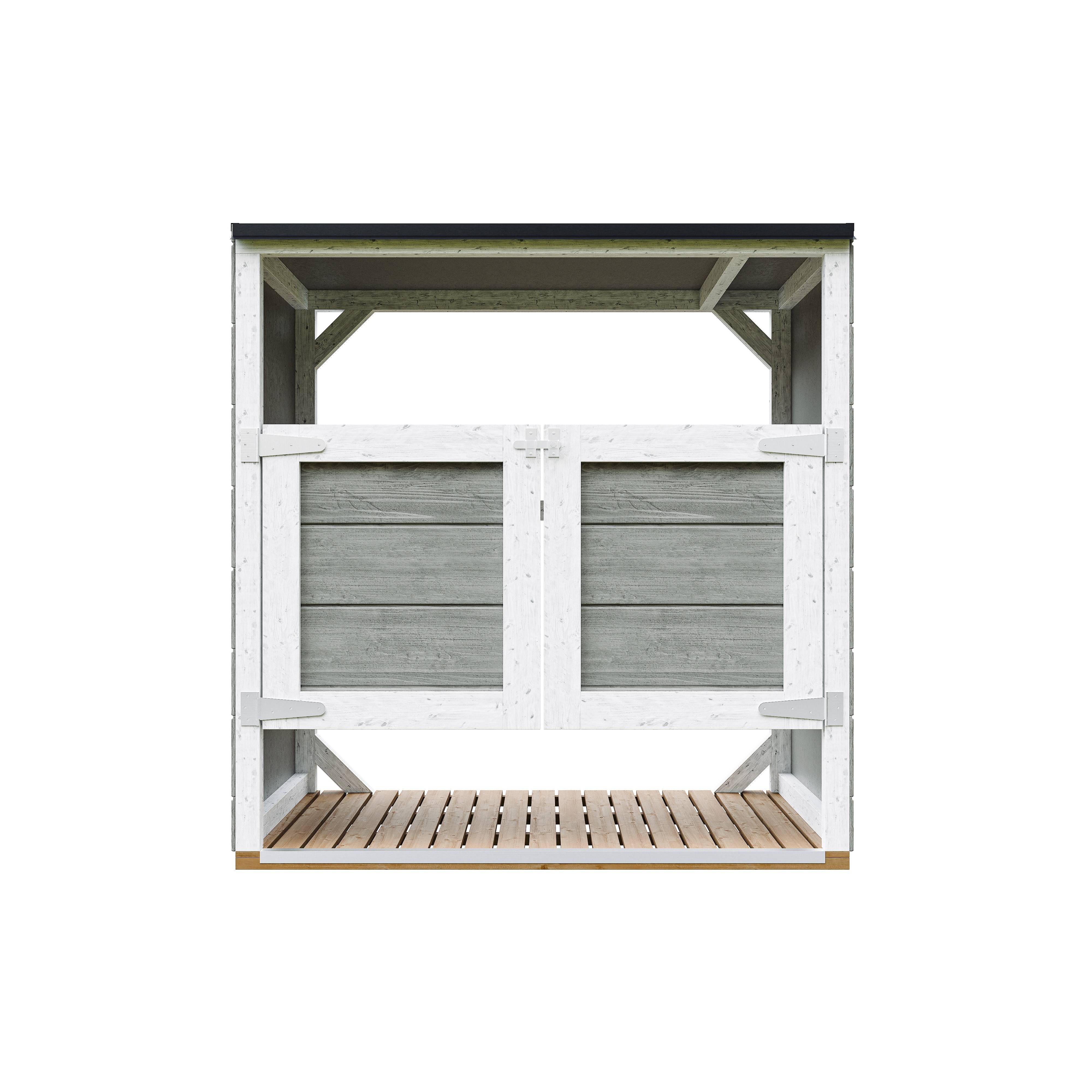 Timbela - Abri de jardin pour poubelles, Cache poubelle extérieur 1,14 m² / 2x240L - Timbela M980A-TUNDRA GREY - Image 1