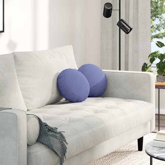Coussins de Sol Ronds en Tissu Lot de 2 Moelleux et Déhoussables pour Chambre d'Enfant Bleu Denim Ø30 cm – ComfortXL Outdoor Living - Image 1