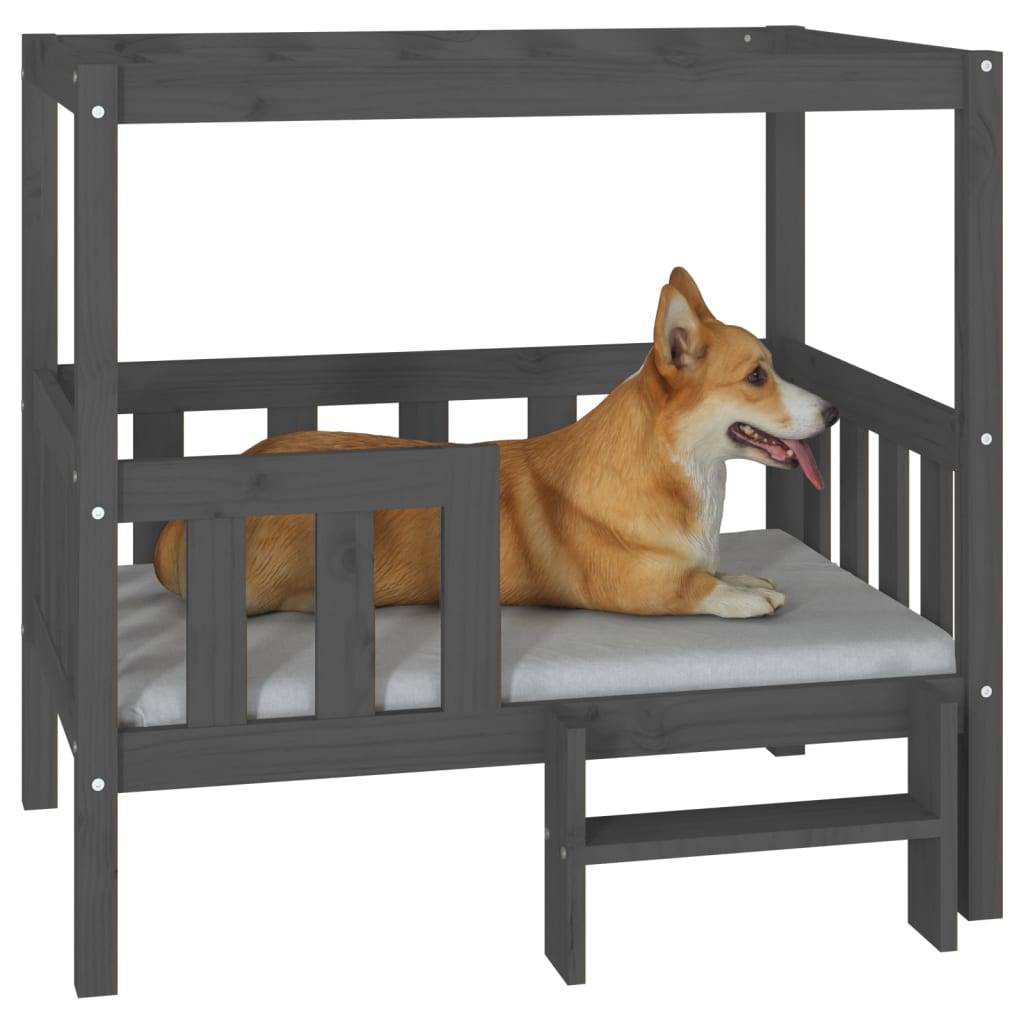 Lit pour chien bois de pin gris 95.5 x 73.5 x 90 cm - PANGIVO - Image 4