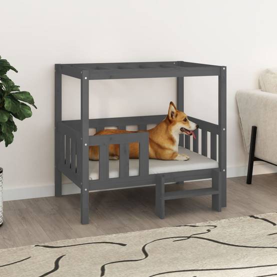 Lit pour chien bois de pin gris 95.5 x 73.5 x 90 cm - PANGIVO - Image 1