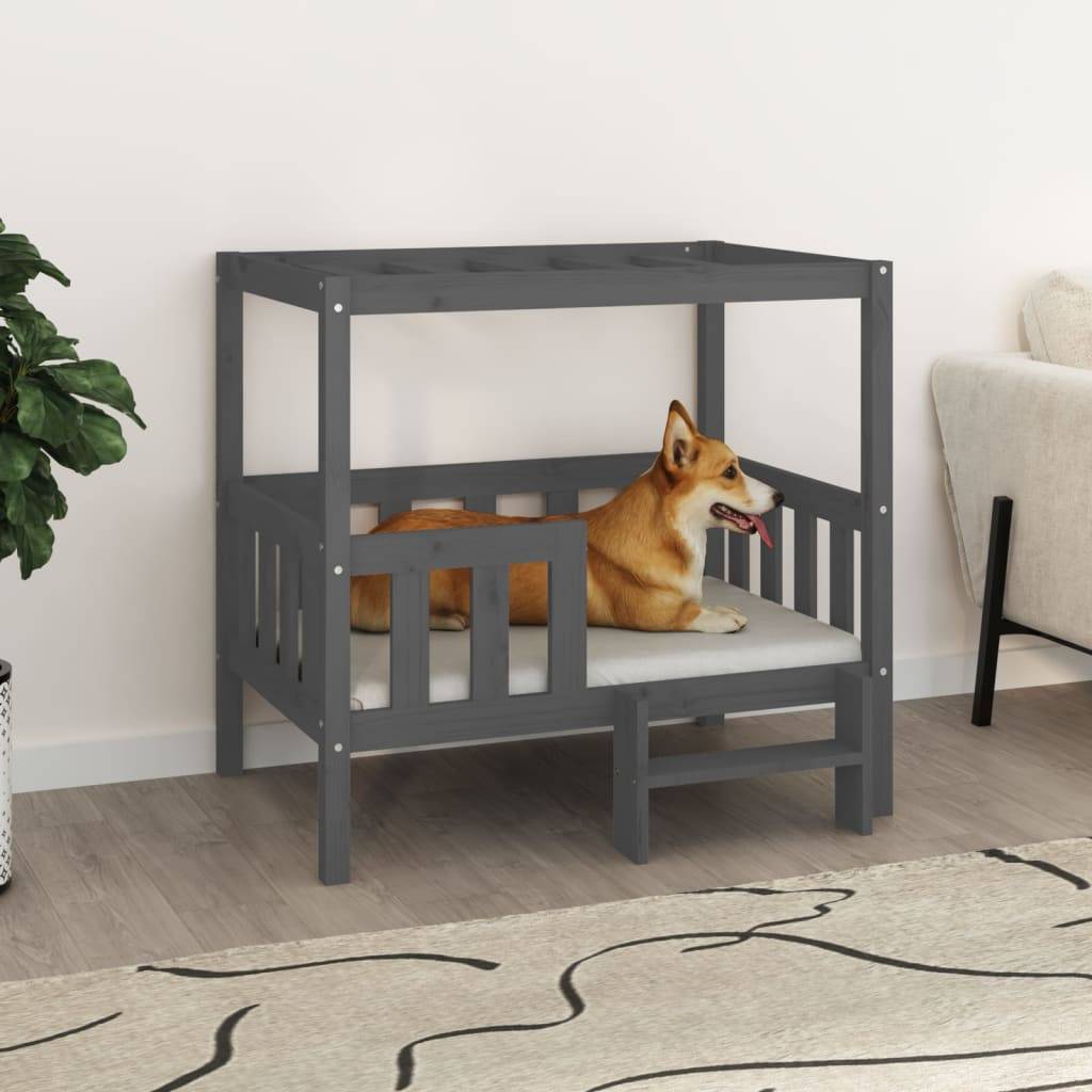 Lit pour chien bois de pin gris 95.5 x 73.5 x 90 cm - PANGIVO - Image 1