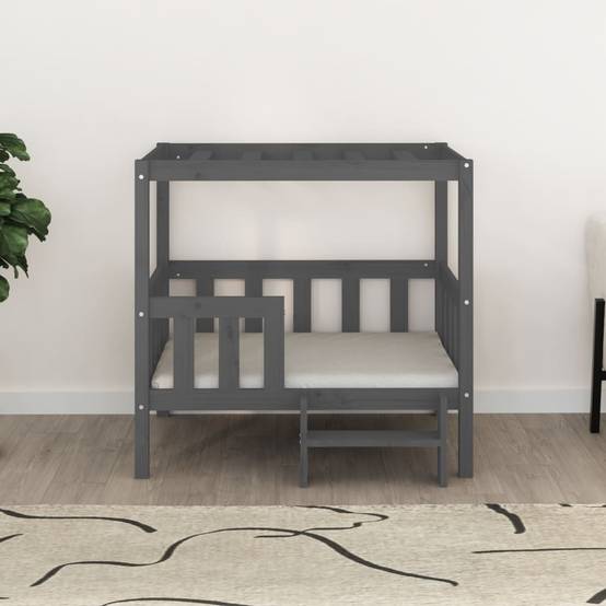 Lit pour chien bois de pin gris 95.5 x 73.5 x 90 cm - PANGIVO - Image 3