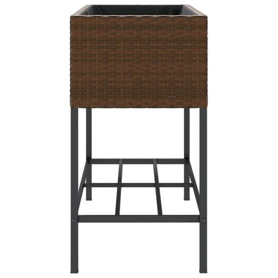 Jardinière, Bac à fleurs, Pot de fleurs avec étagère marron résine tressée - Image 6
