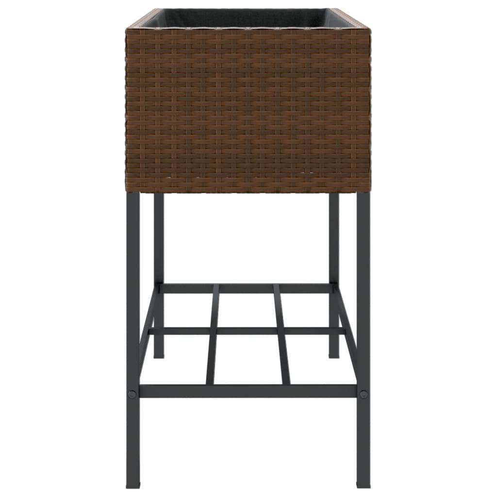 Jardinière, Bac à fleurs, Pot de fleurs avec étagère marron résine tressée - Image 6
