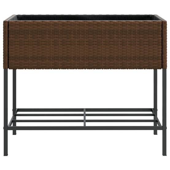 Jardinière, Bac à fleurs, Pot de fleurs avec étagère marron résine tressée - Image 5