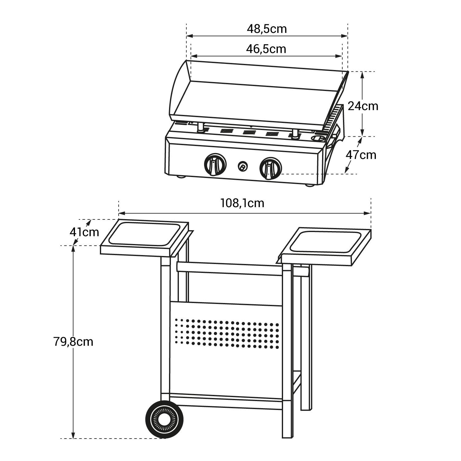 Plancha au gaz MALA - 2 brûleurs 5kW + chariot - HAPPY GARDEN - Image 4