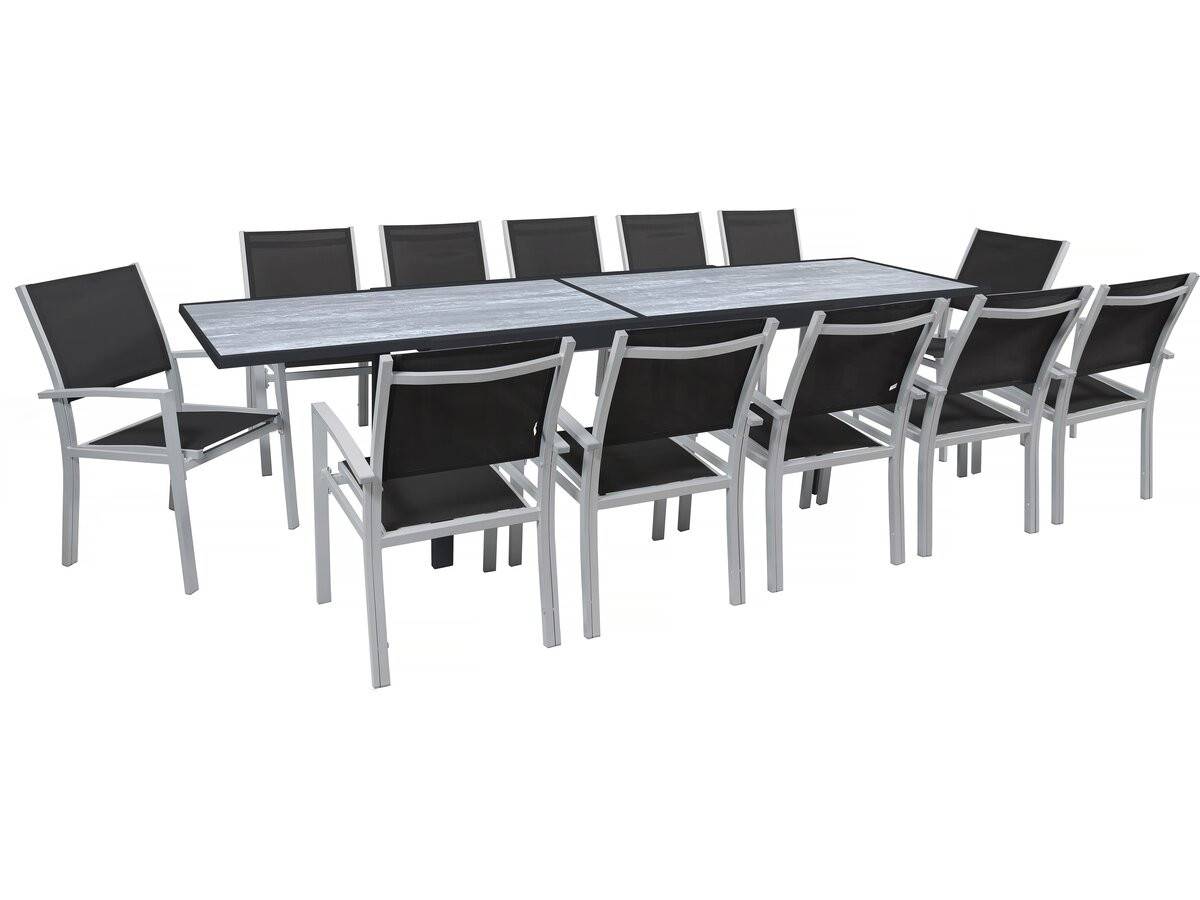 Table Extensible Et Chaises De Jardin En Aluminium "lagos" - 200/320 X 105 X 76 Cm - 12 Chaises - Noir -habitat Et Jardin - Image 1
