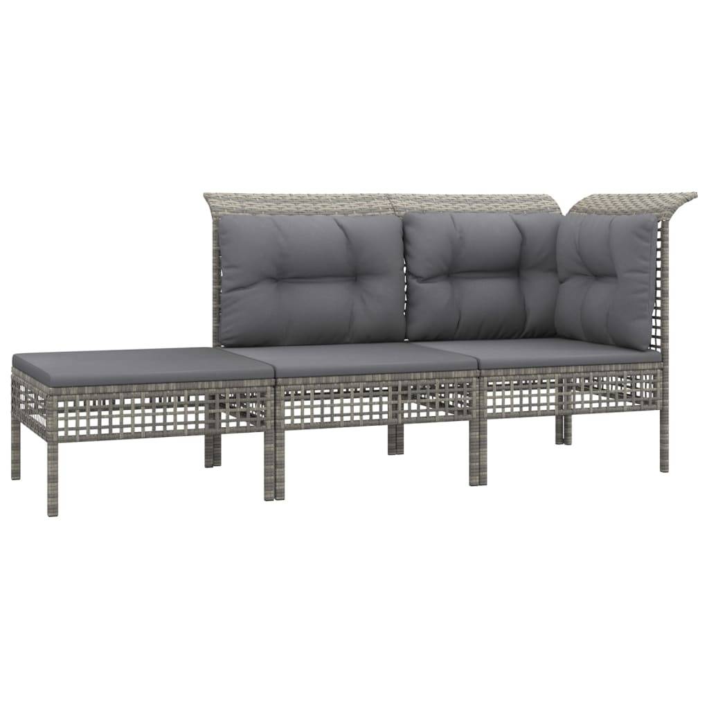 Helloshop26 - Salon de jardin meuble d'extérieur ensemble de mobilier 7 pièces avec coussins gris résine tressée - Image 2