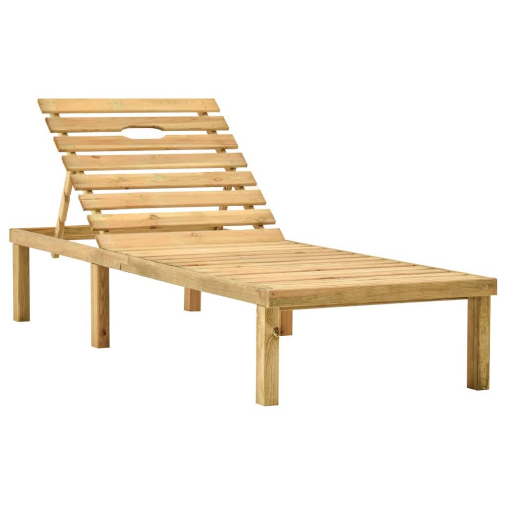Helloshop26 - Transat chaise longue bain de soleil lit de jardin terrasse meuble d'extérieur bois de pin imprégné - Image 1