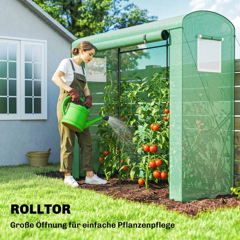 ComfortXL - Serre de jardin acier et bâche PE pour tomates avec porte enroulable 200x75x188cm vert - ComfortXL Outdoor Living - Image 6