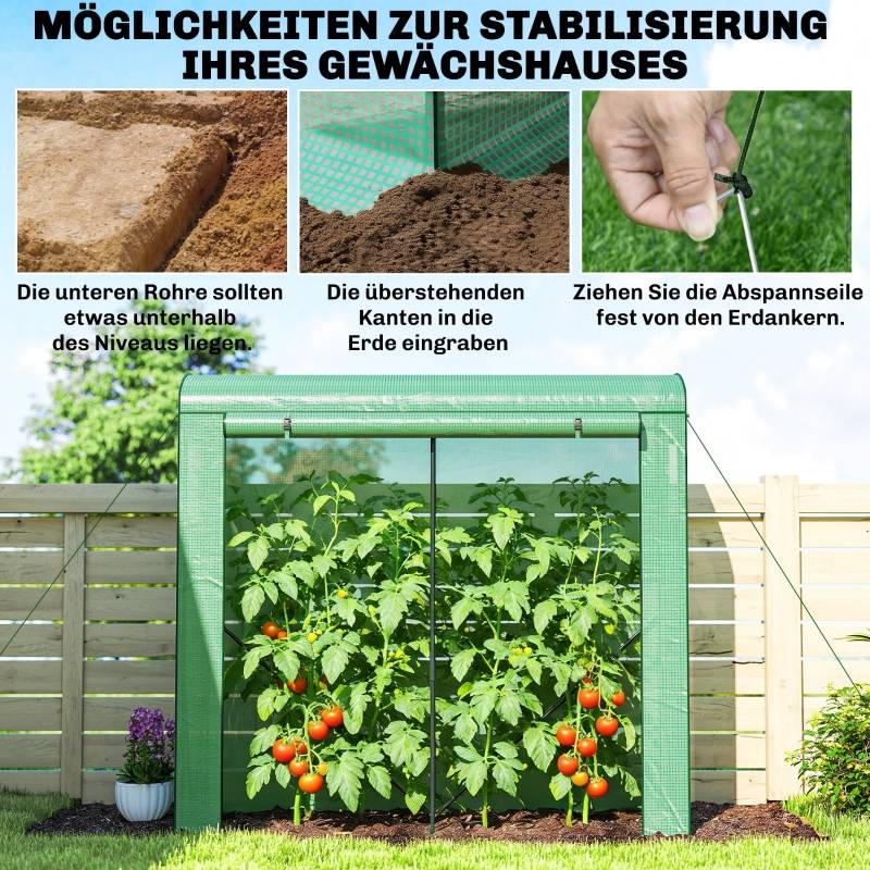 ComfortXL - Serre de jardin acier et bâche PE pour tomates avec porte enroulable 200x75x188cm vert - ComfortXL Outdoor Living - Image 8