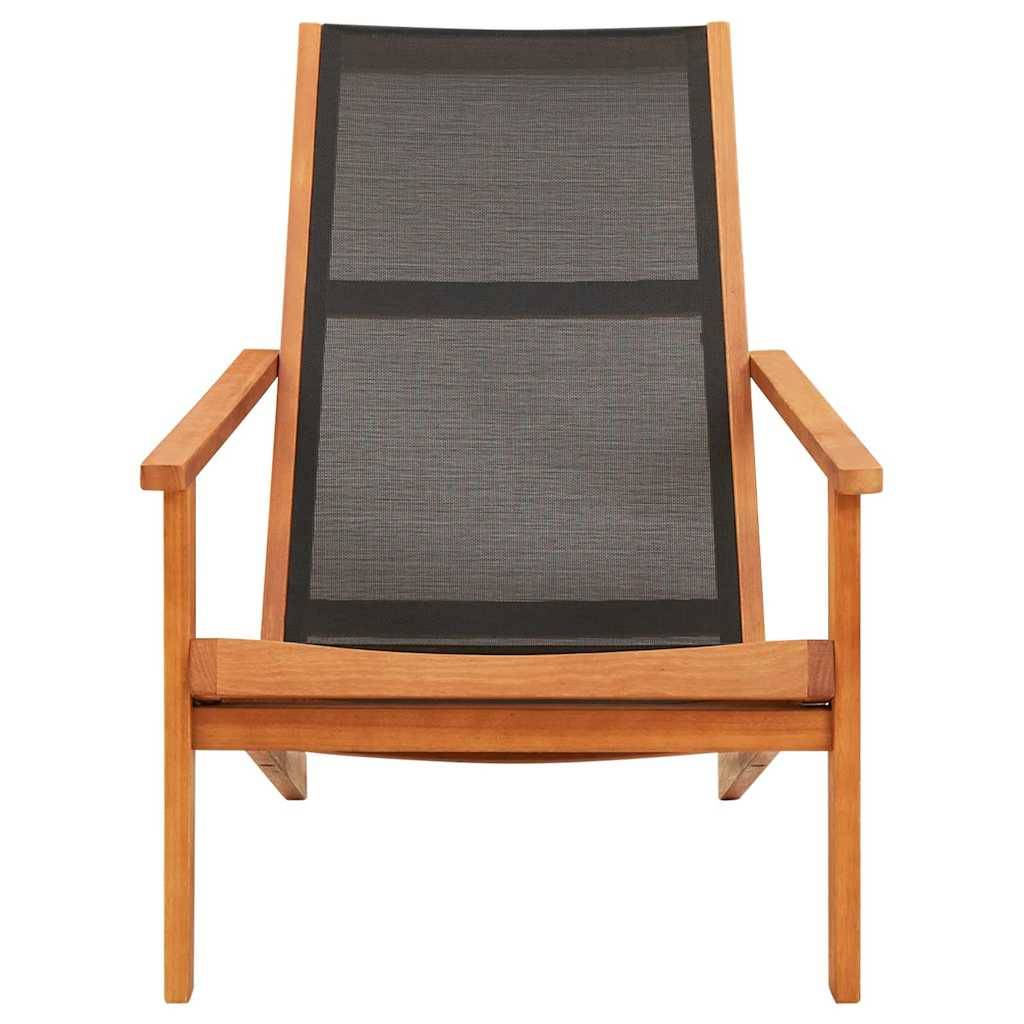 Vidaxl - Chaise de jardin Noir Bois d'eucalyptus solide et textilène vidaXL 48699 - Image 2