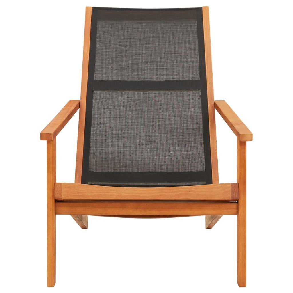 Vidaxl - Chaise de jardin Noir Bois d'eucalyptus solide et textilène vidaXL 48699 - Image 8