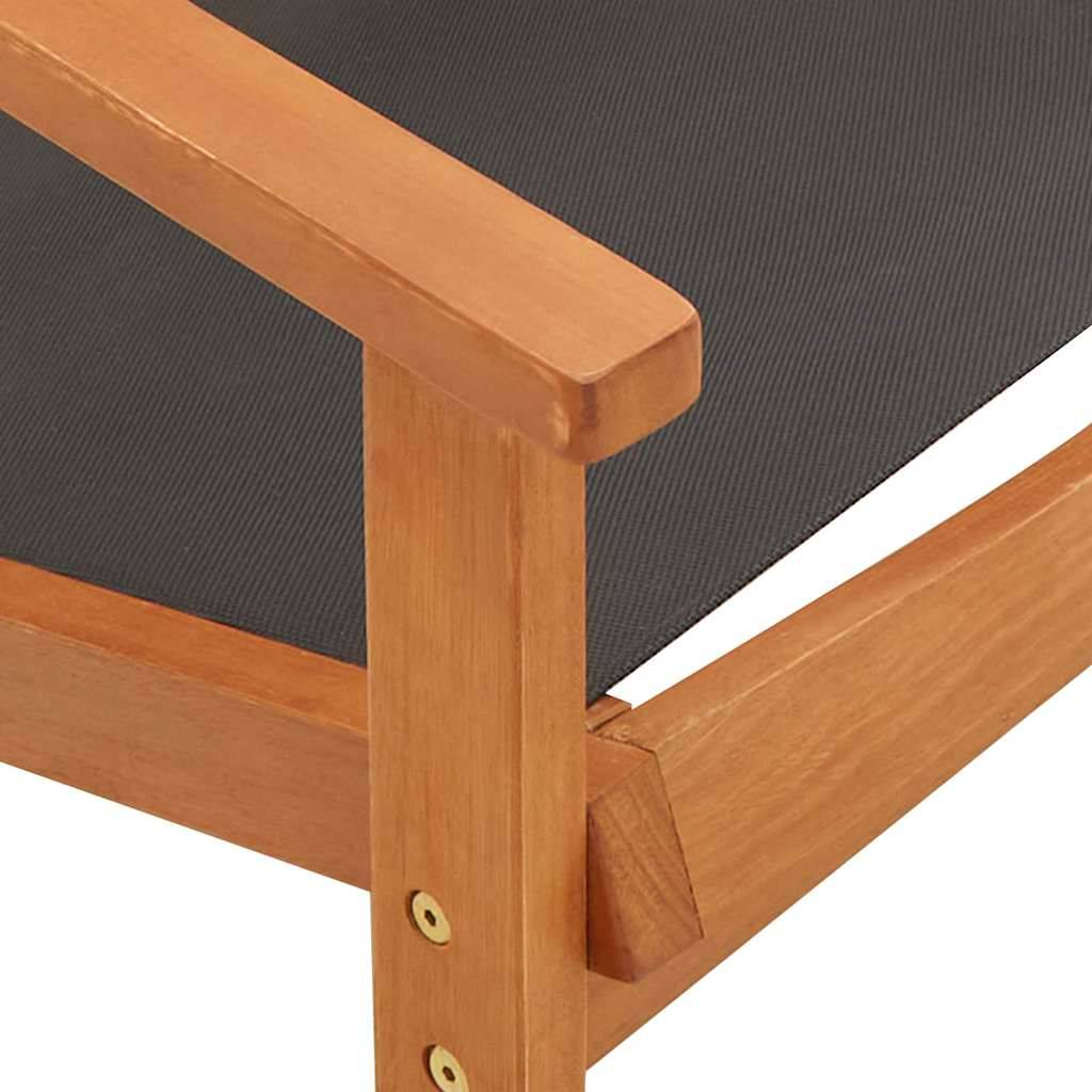 Vidaxl - Chaise de jardin Noir Bois d'eucalyptus solide et textilène vidaXL 48699 - Image 6