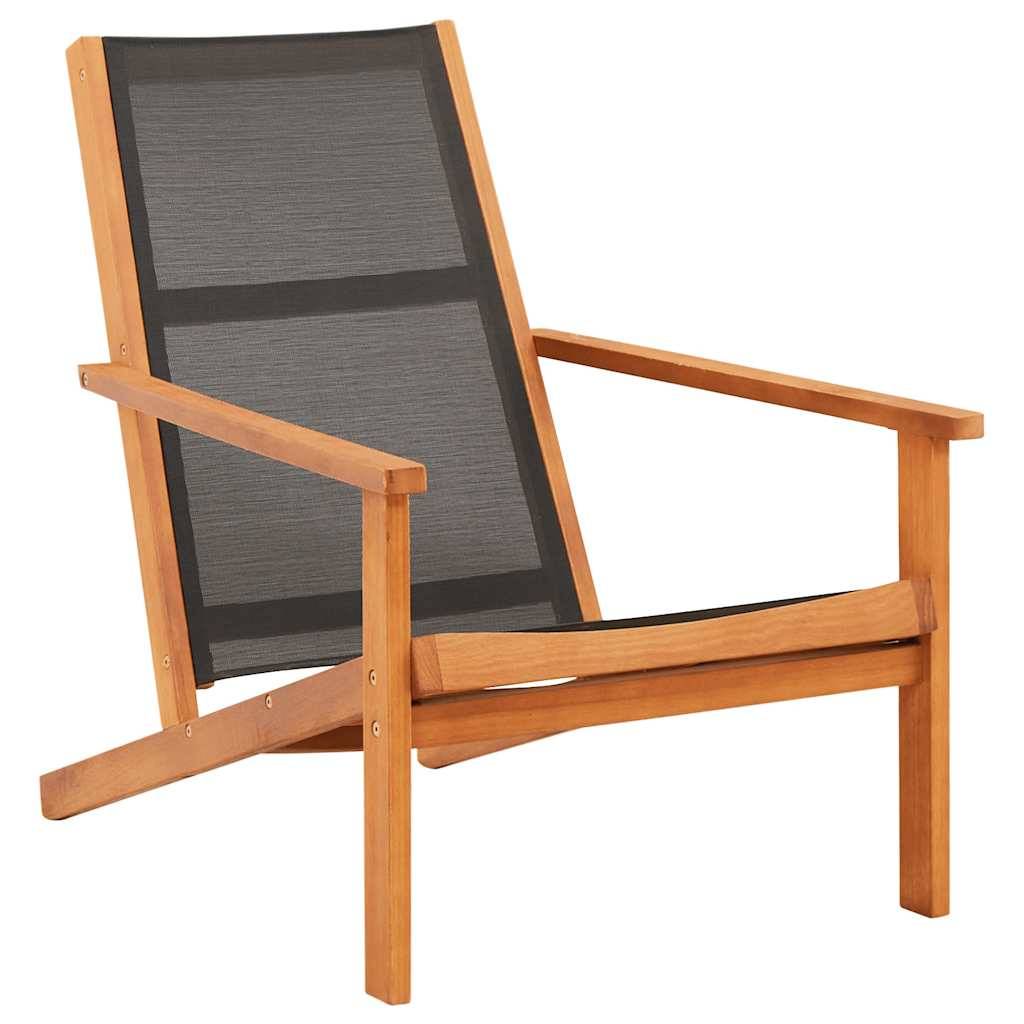 Vidaxl - Chaise de jardin Noir Bois d'eucalyptus solide et textilène vidaXL 48699 - Image 1
