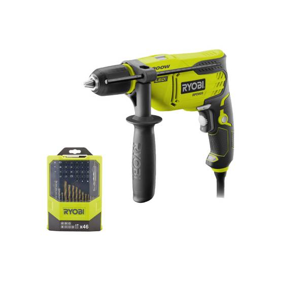 Ryobi - Pack RYOBI - Perceuse à percussion - RPD800-K - 800W - Coffret RAK46MIX 46 accessoires mixtes - Image 1